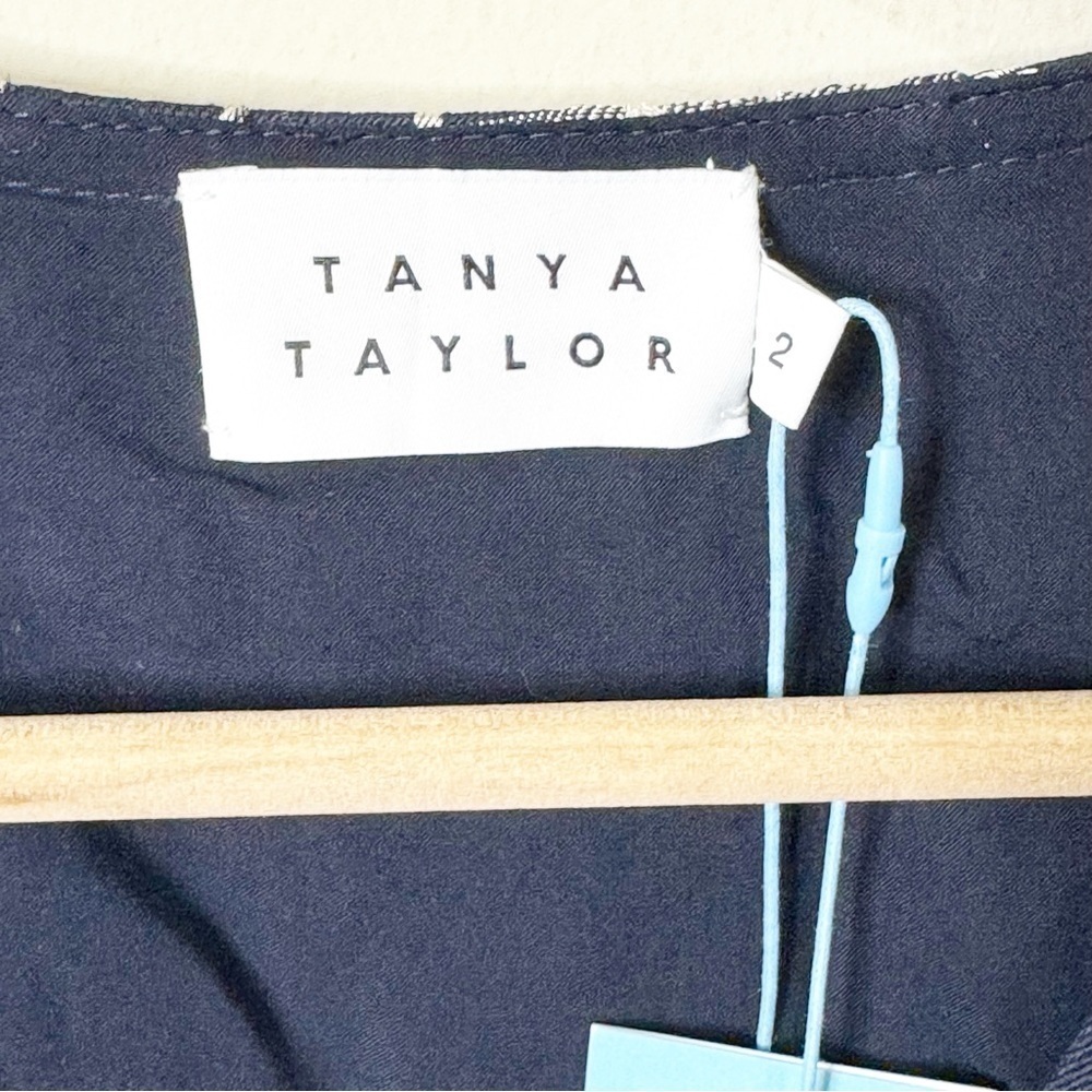 Tanya Taylor Navy Check Belted Puff Sleeves Nicola Dress Size 2 US NWT - Picture 4 of 8